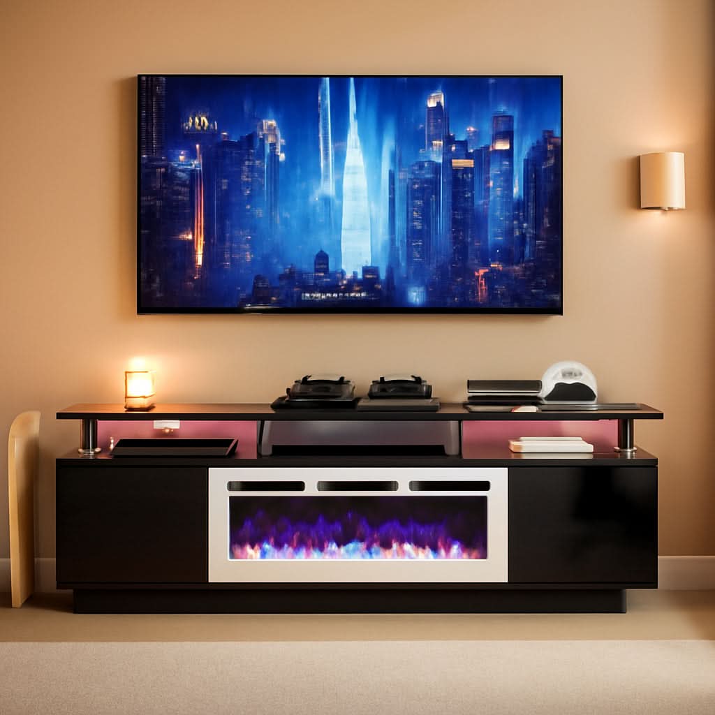 80 Inch Fireplace TV Stand With 36 Inch Electric Fireplace