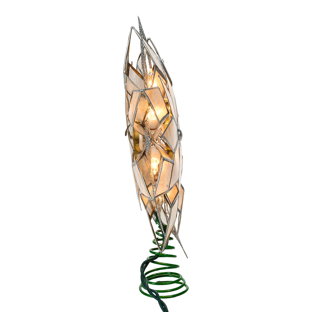 9.5" 10-Light Silver Glittered Capiz Star Treetop