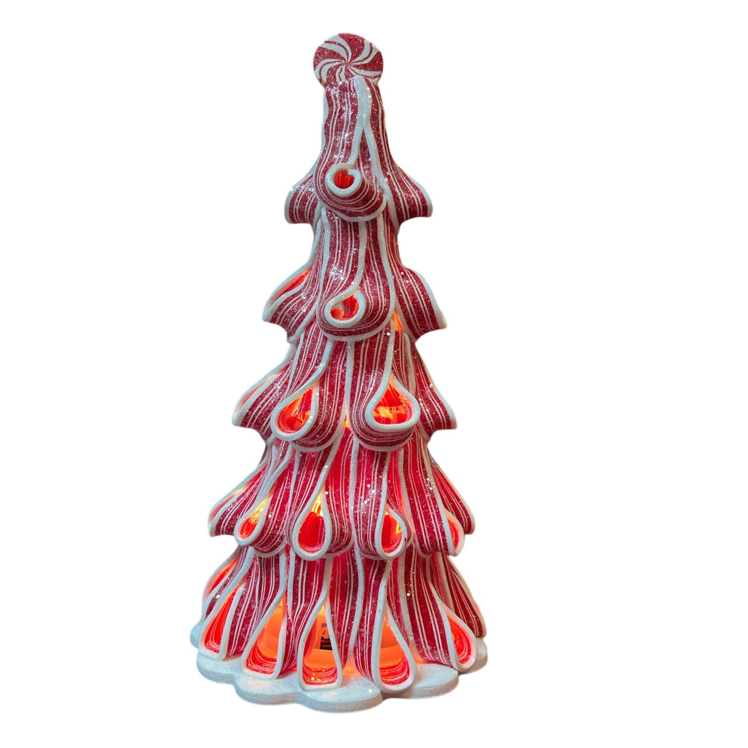 9.5"H B/O Clay Dough Lighted Peppermint Ribbon Candy Tree