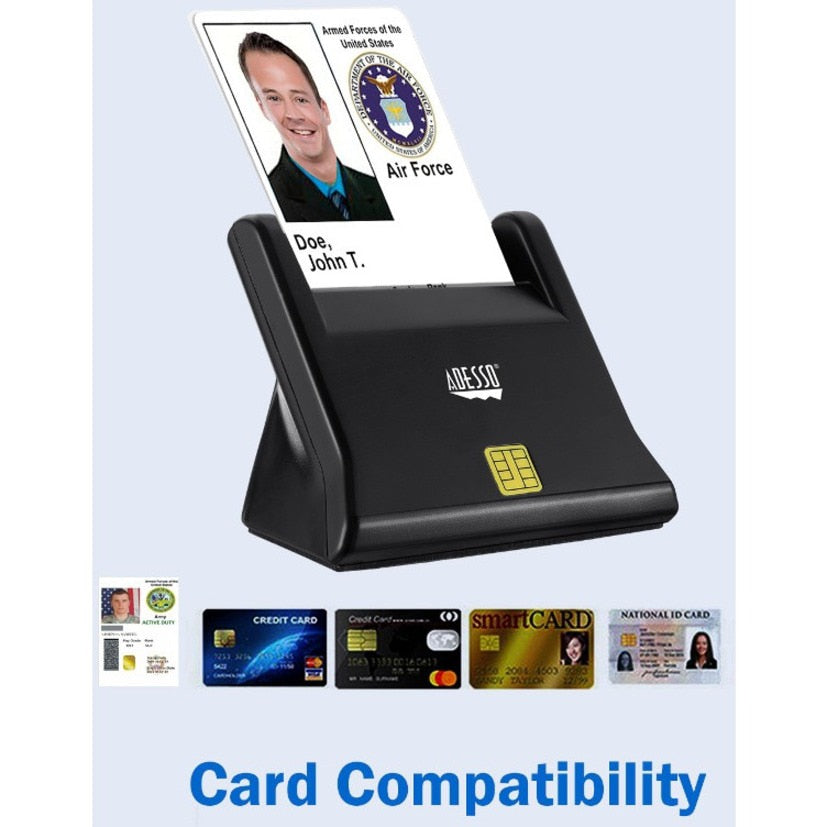 ADESSO TAA CAC USB DESKTOP SMART CARD READER, WORKS FOR WINDOWS AND MAC