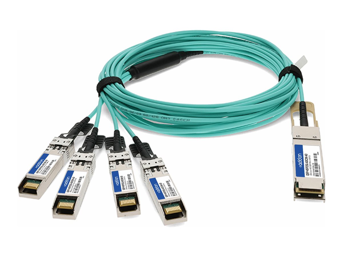 AddOn - 100GBase-AOC direct attach cable - TAA Compliant - QSFP28 to SFP28 - 2 m - fiber optic - active QSFP-4SFP25G-AOC2M-AO