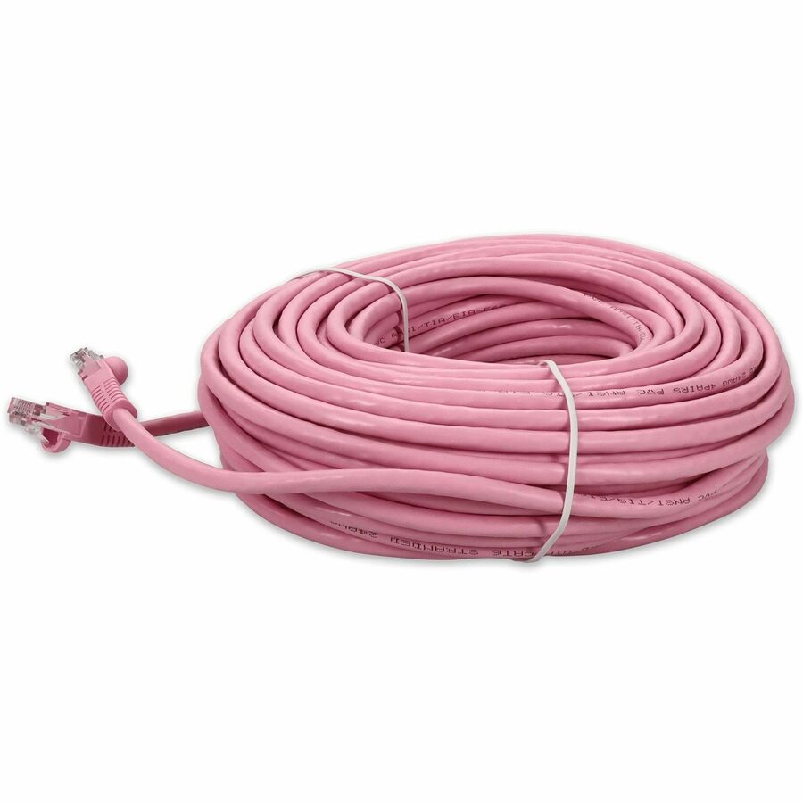 AddOn 100ft RJ-45 (Male) to RJ-45 (Male) Straight Pink Cat6 UTP PVC Copper Patch Cable