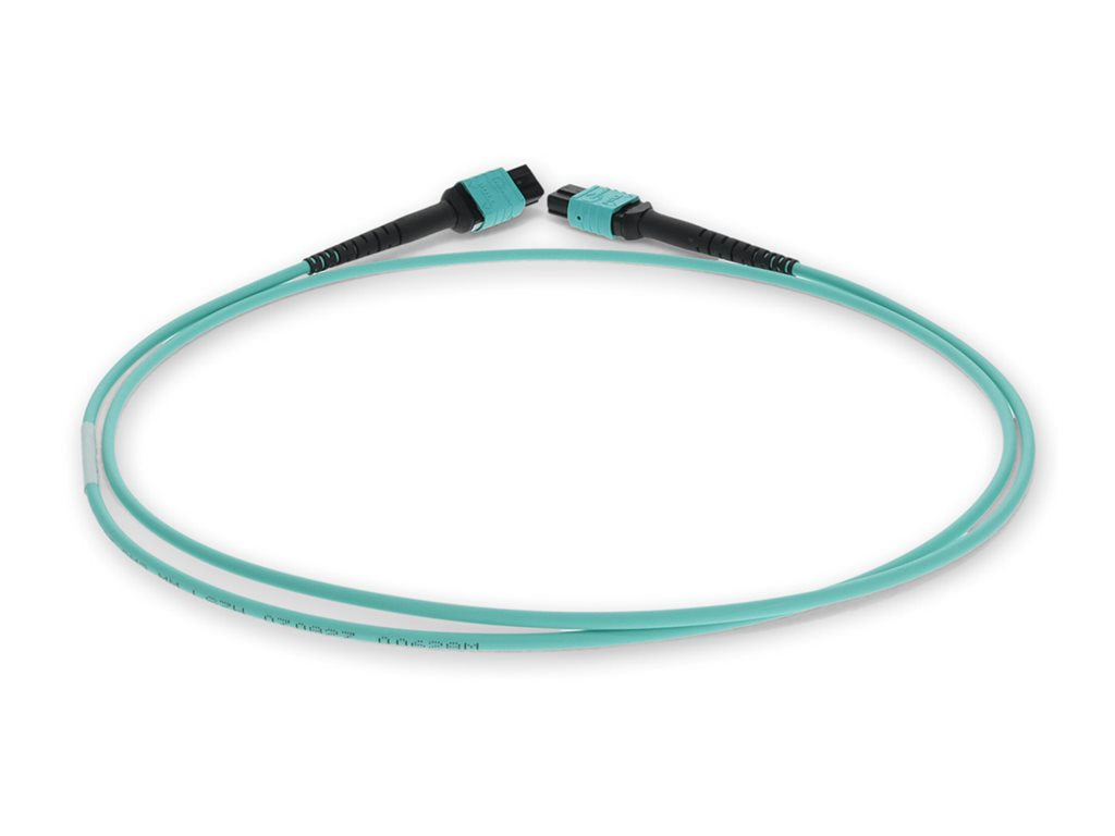 AddOn 10m MPO OM4 Aqua Patch Cable - Crossover cable - TAA Compliant - MPO/UPC multi-mode (F) to MPO/UPC multi-mode (F)