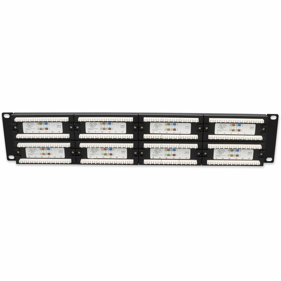 AddOn 19-inch Cat6 48-Port Straight Patch Panel with High Density 110-Type 2U ADD-PPST-48P110C6