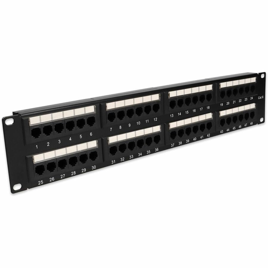 AddOn 19-inch Cat6 48-Port Straight Patch Panel with High Density 110-Type 2U ADD-PPST-48P110C6