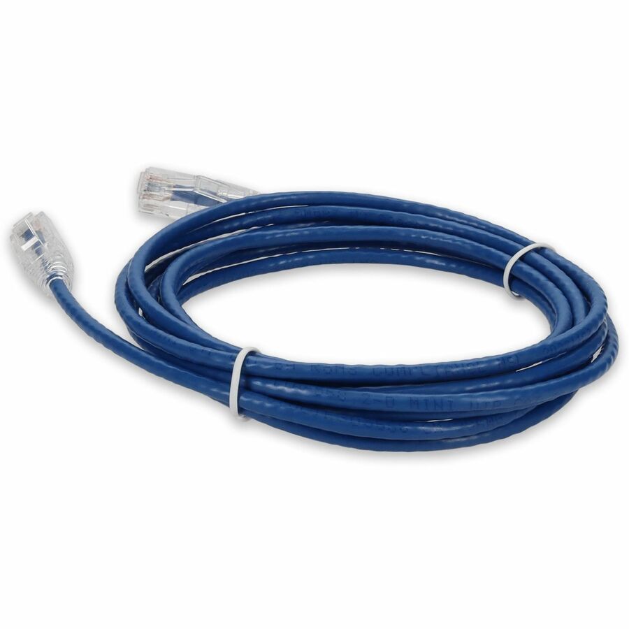AddOn 1ft Blue CAT 6A Slim PVC Ethernet Cable Snagless Clear-Claw RJ-45 M/M ADD-1FSLCAT6A-BE