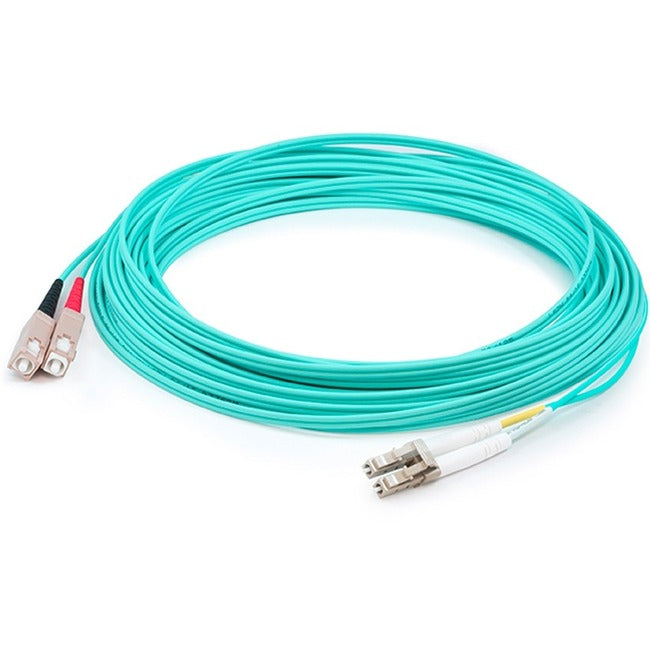 AddOn 20m LC (Male) to SC (Male) Aqua OM4 Duplex Fiber OFNR (Riser-Rated) Patch Cable ADD-SC-LC-20M5OM4