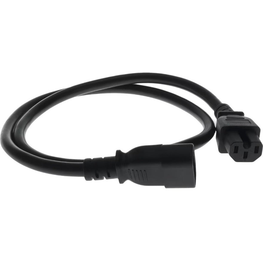 AddOn 7ft C14 Male to C15 Female 14AWG 100-250V at 15A Black Power Cable ADD-C142C1514AWG7FT