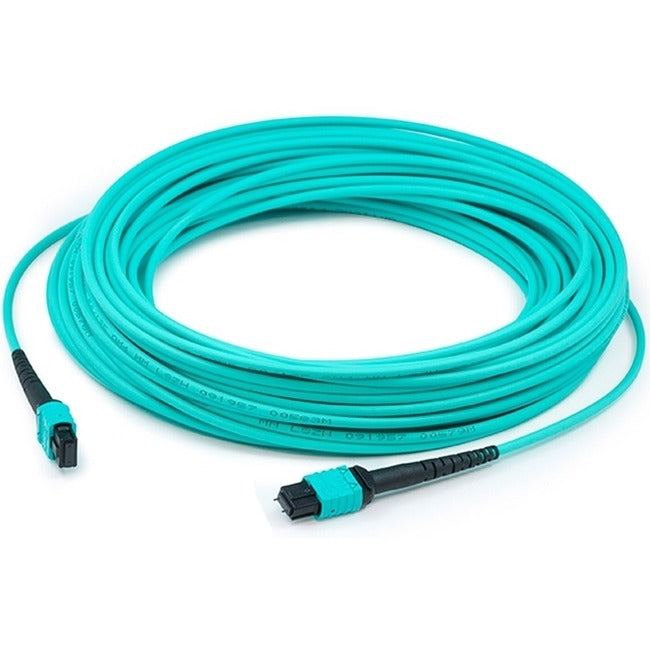 AddOn 7m MPO (Female) to MPO (Female) 12-Strand Aqua OM3 Crossover Fiber OFNR (Riser-Rated) Patch Cable ADD-MPOMPO-7M5OM3