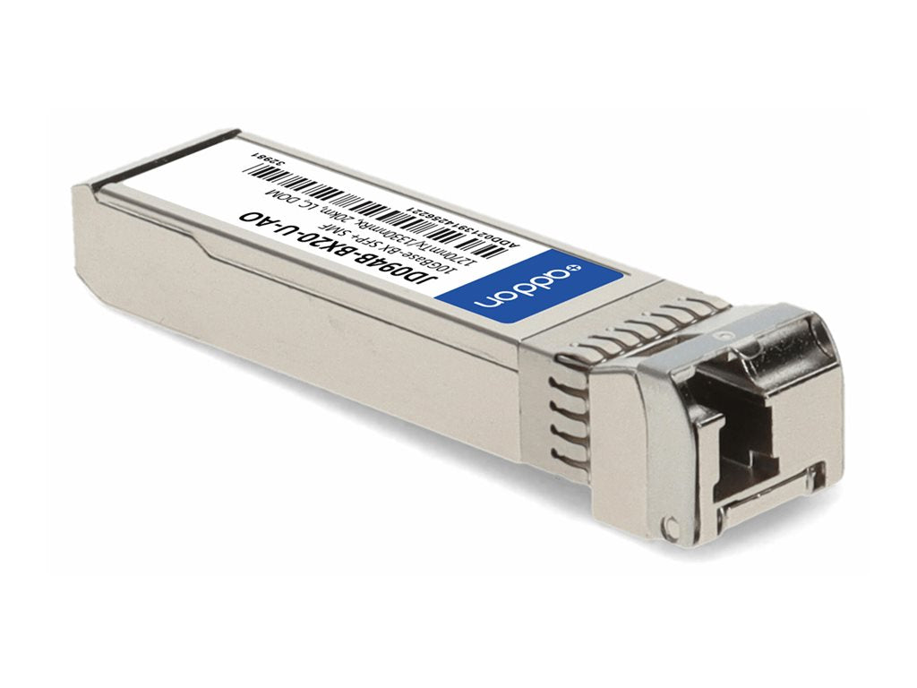 AddOn - SFP+ transceiver module - 10GbE - 10GBase-BX - LC single-mode - up to 12.4 miles - 1270 (TX) / 1330 (RX) nm - TAA Compliant JD094B-BX20-U-AO