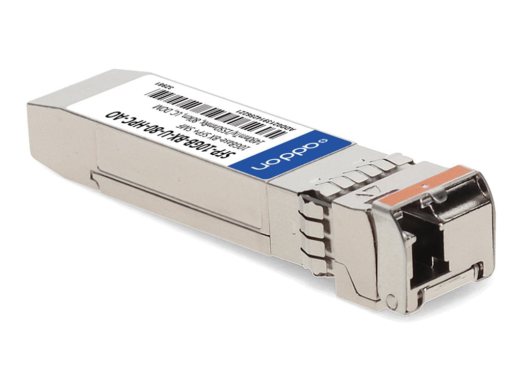 AddOn - SFP+ transceiver module - 10GbE - 10GBase-BX - LC single-mode - up to 49.7 miles - 1490 (TX) / 1550 (RX) nm - TAA Compliant SFP-10GB-BX-U-80-HPC-AO