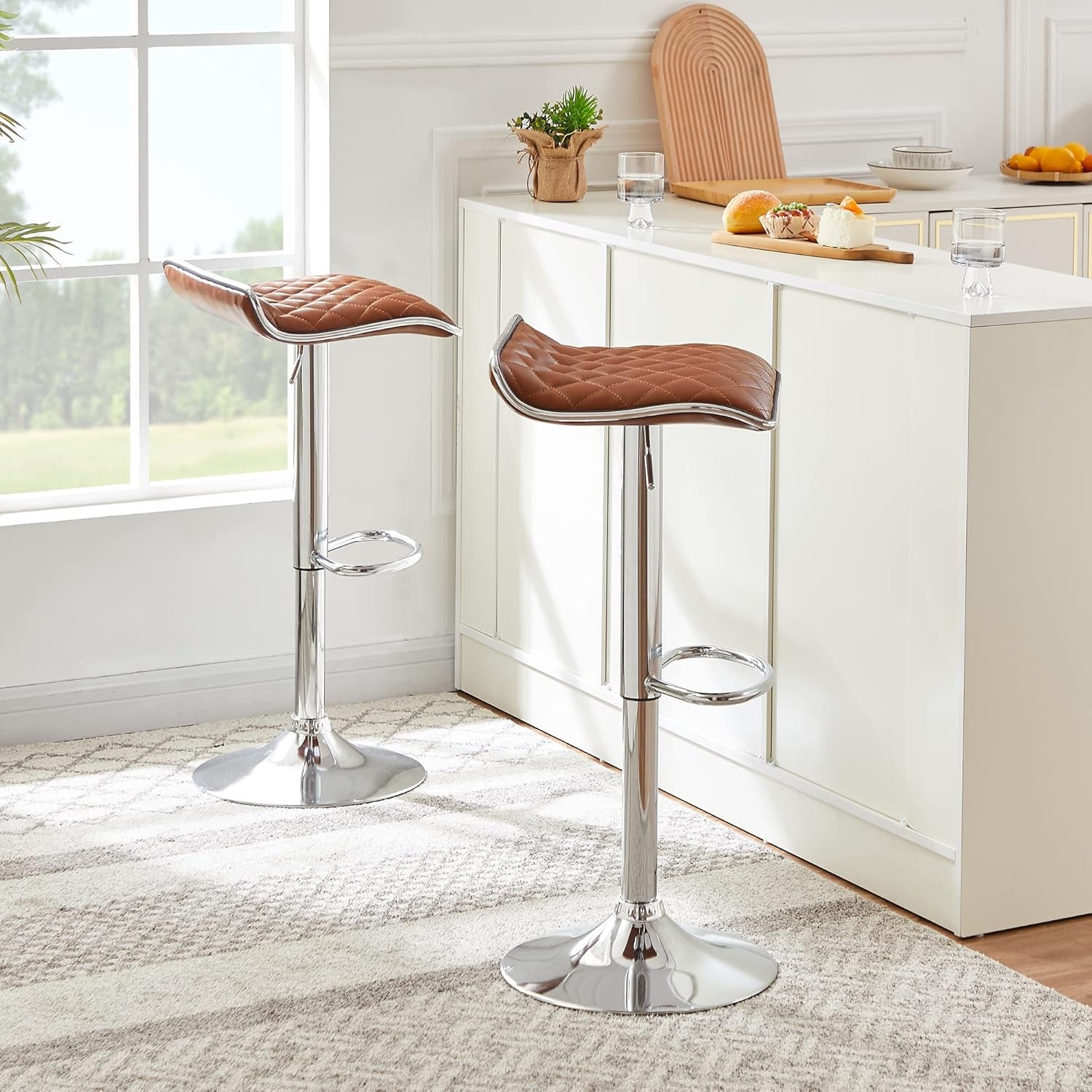 Adjustable Bar Stools Set Of 2 360 Swivel 37 To 45 In