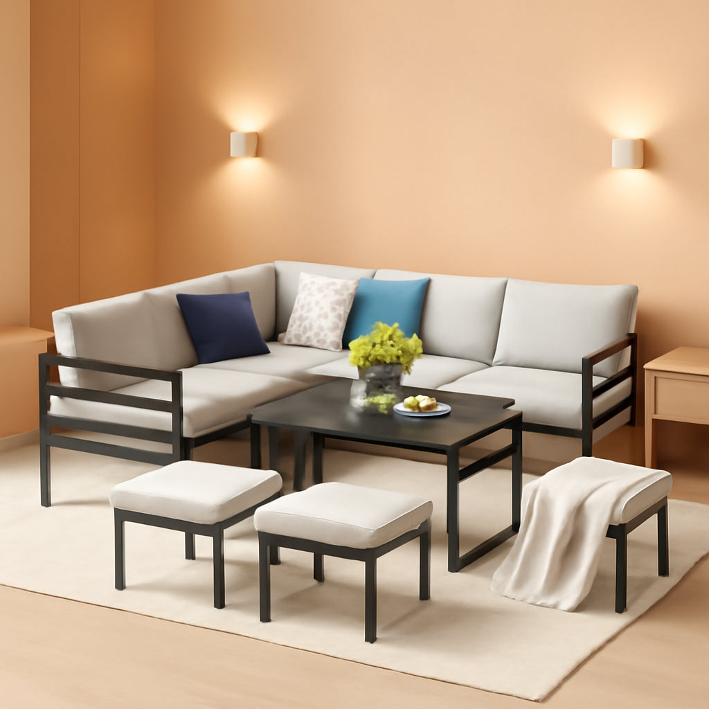 All Weather Aluminum Frame 7 Piece Outdoor Patio Set Grey