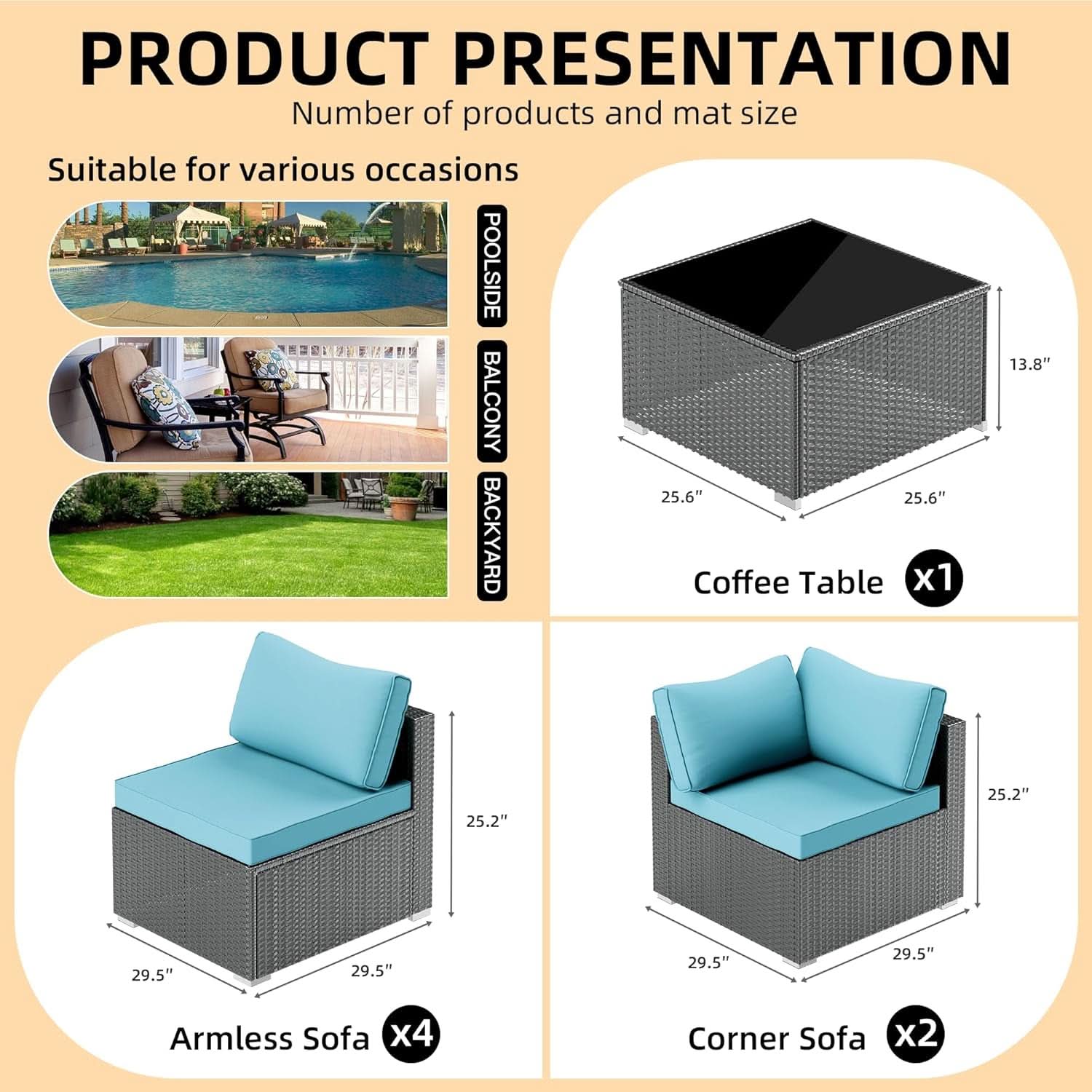 All-Weather Outdoor Sectional Sofa Set for Patios