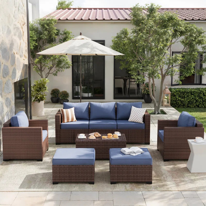 All Weather Wicker Outdoor Patio Lounge Sofa Set Storage