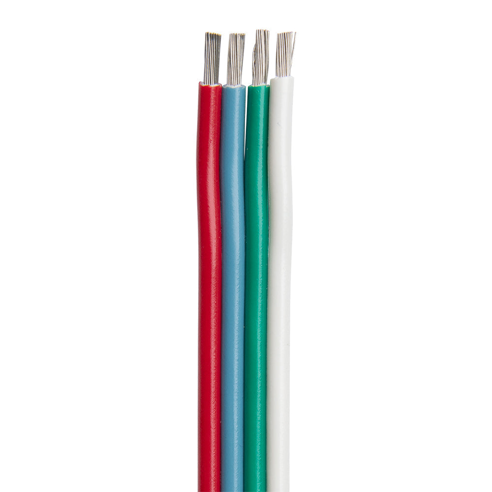 Ancor Flat Ribbon Bonded RGB Cable 16/4 AWG - Red, Light Blue, Green & White -