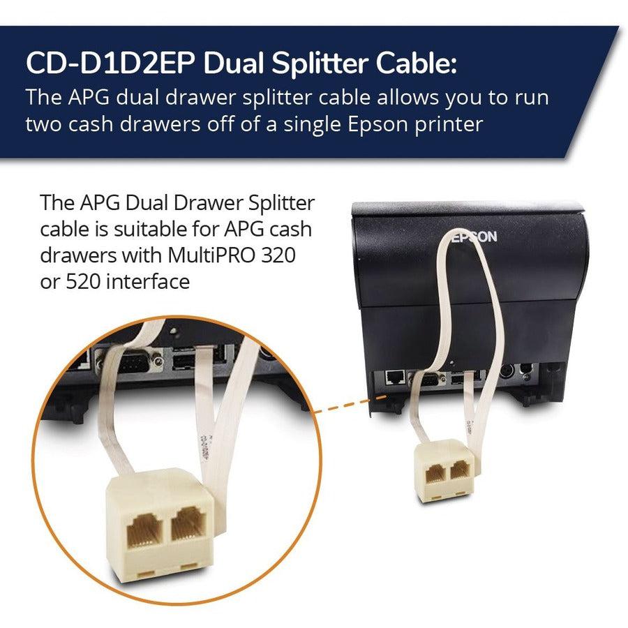 Apg Printer Interface Cable | Cd-D1D2Ep Dual Drawer Splitter Cable | Rj-12 Male Splitter Cable For Epson Printers