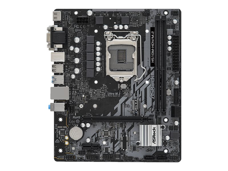 Asrock H510M-Hdv/M.2 - Motherboard - Micro Atx - Lga1200 Socket - H510 Chipset - Usb 3.2 Gen 1 - Gigabit Lan - Onboard Graphics (Cpu Required) - Hd Audio (8-Channel)