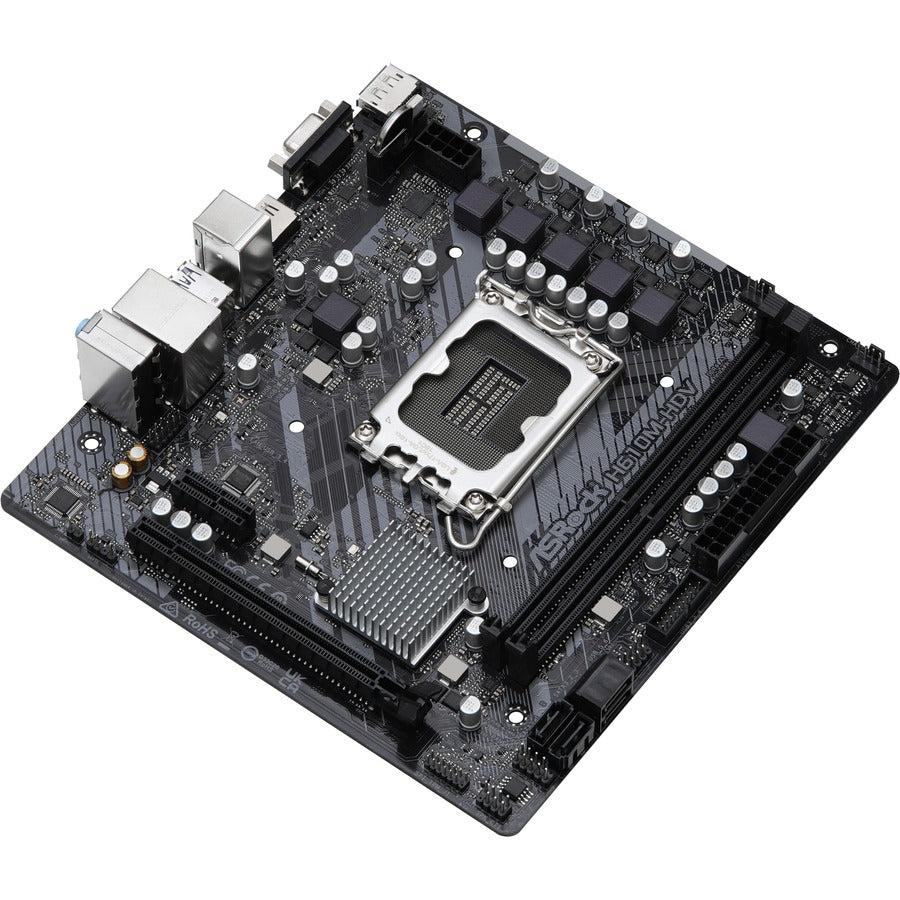Asrock H610M-Hdv - Motherboard - Micro Atx - Lga1700 Socket - H610 Chipset - Usb 3.2 Gen 1 - Gigabit Lan - Onboard Graphics (Cpu Required) - Hd Audio (8-Channel)
