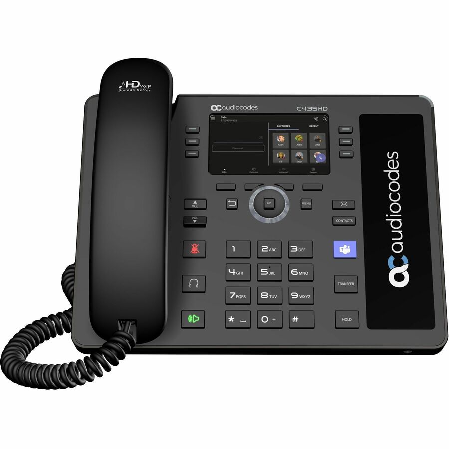 AudioCodes C435HD IP Phone - Corded - Corded - Wall Mountable, Desktop - Black TEAMS-C435HDPS-R