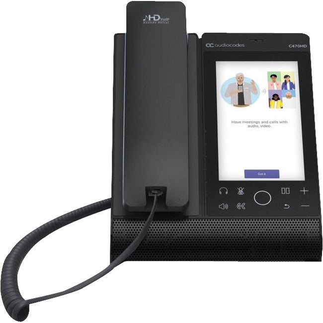 AudioCodes C470HD IP Phone - Corded/Cordless - Corded/Cordless - Bluetooth, Wi-Fi - Wall Mountable ZOOM-C470HDPS-DBW