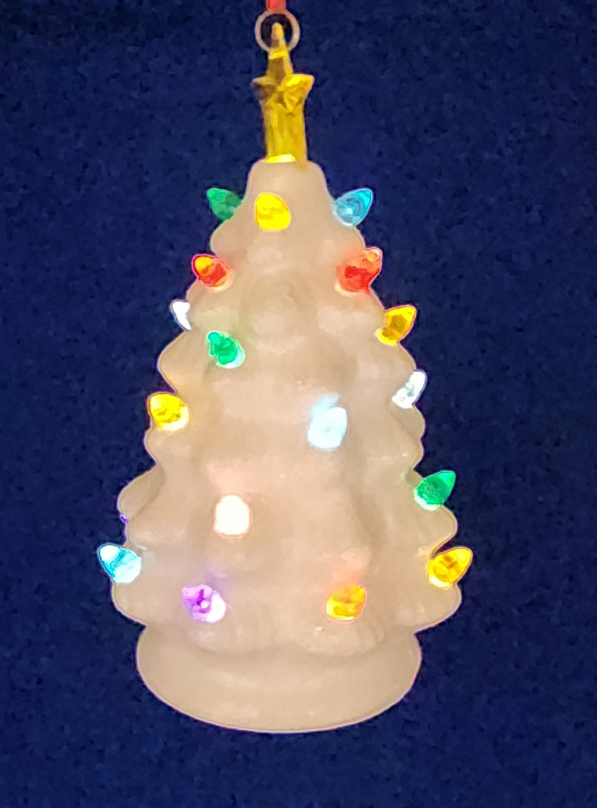 B/O Lighted White Ceramic Tree Ornament