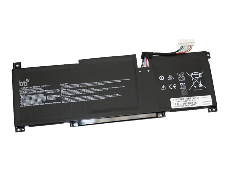 BTI - Notebook battery (equivalent to: MSI BTY-M491) - lithium ion - 3-cell - 4600 mAh - 52.4 Wh BTY-M491-W-BTI