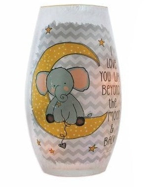 Baby Elephant Glass 7 inch Lamp - Moon