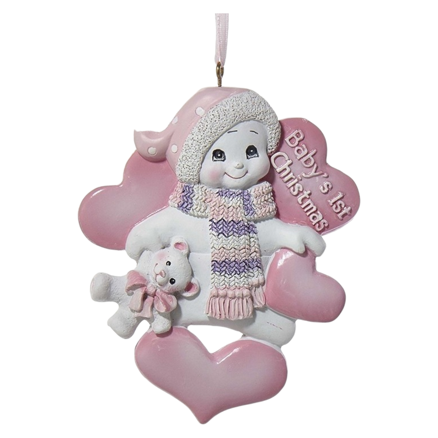 Baby's 1st Christmas - Snowman Ornament - Pink