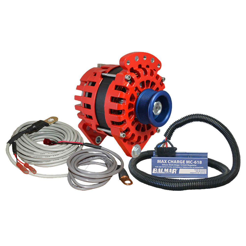 Balmar Alternator 170 AMP Kit 12V 3.15" Dual Foot Saddle J10 Pulley Regulator & Temp
