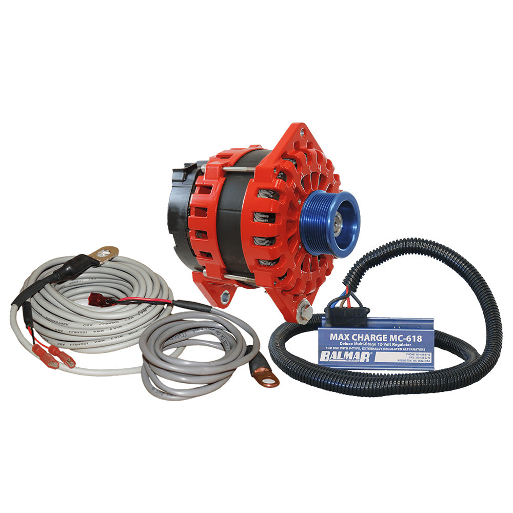Balmar Alternator 250 AMP Kit 12V 3.15" Dual Foot Saddle J10 Pulley Regulator & Temp