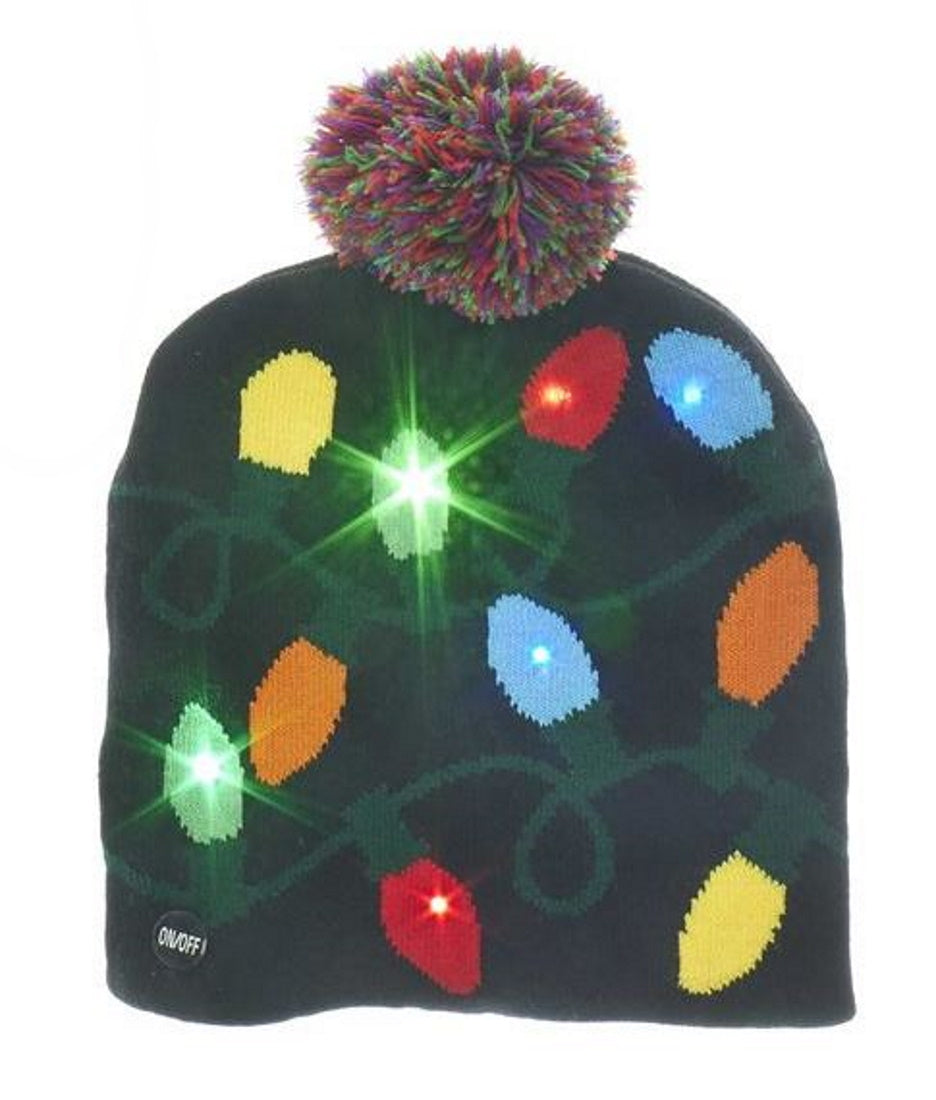 Battery-Operated Knit Hat with LED -