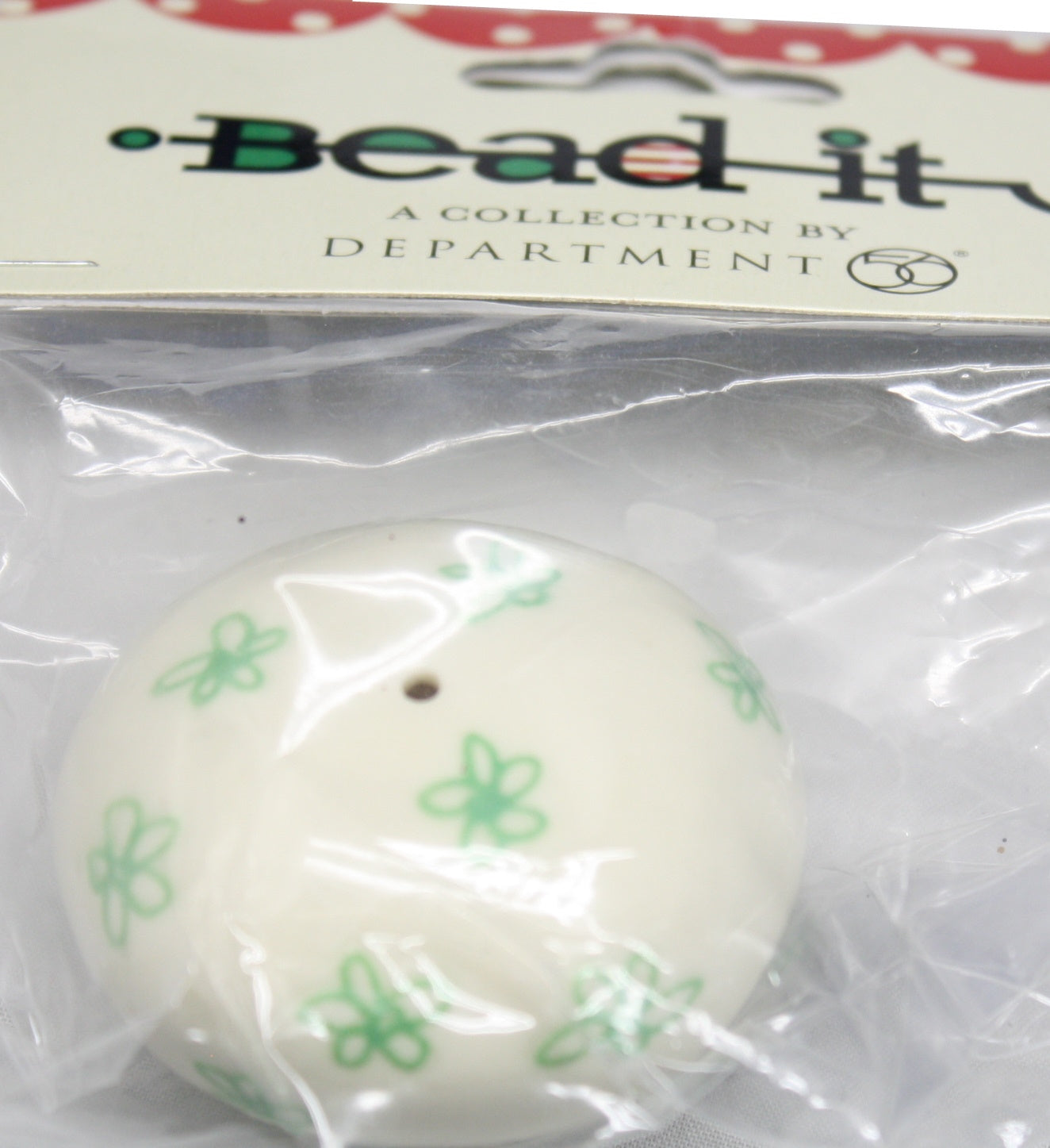Bead It - Bead Body White With Green Swirl