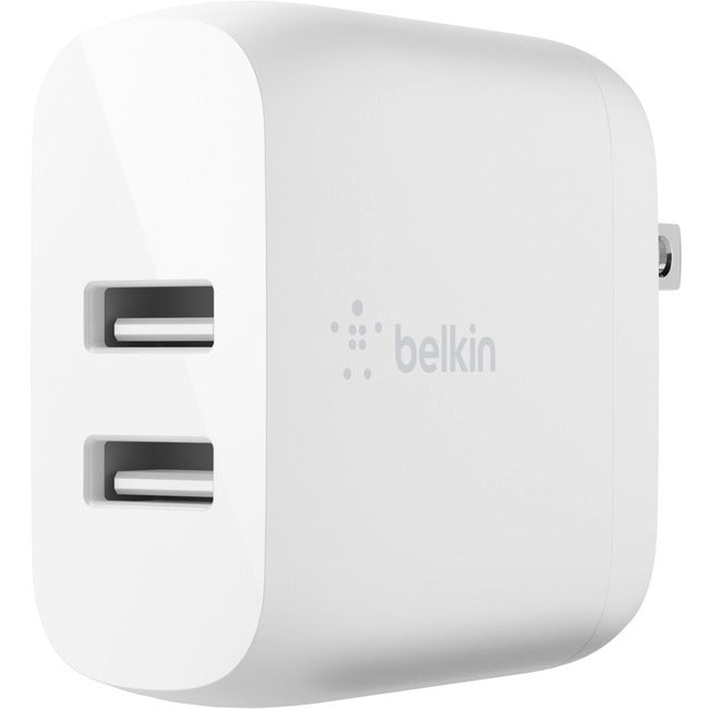 Belkin BoostCharge Dual USB-A Wall Charger 24W (Lightning to USB-A Cable included) - Power Adapter WCD001DQ1MWH