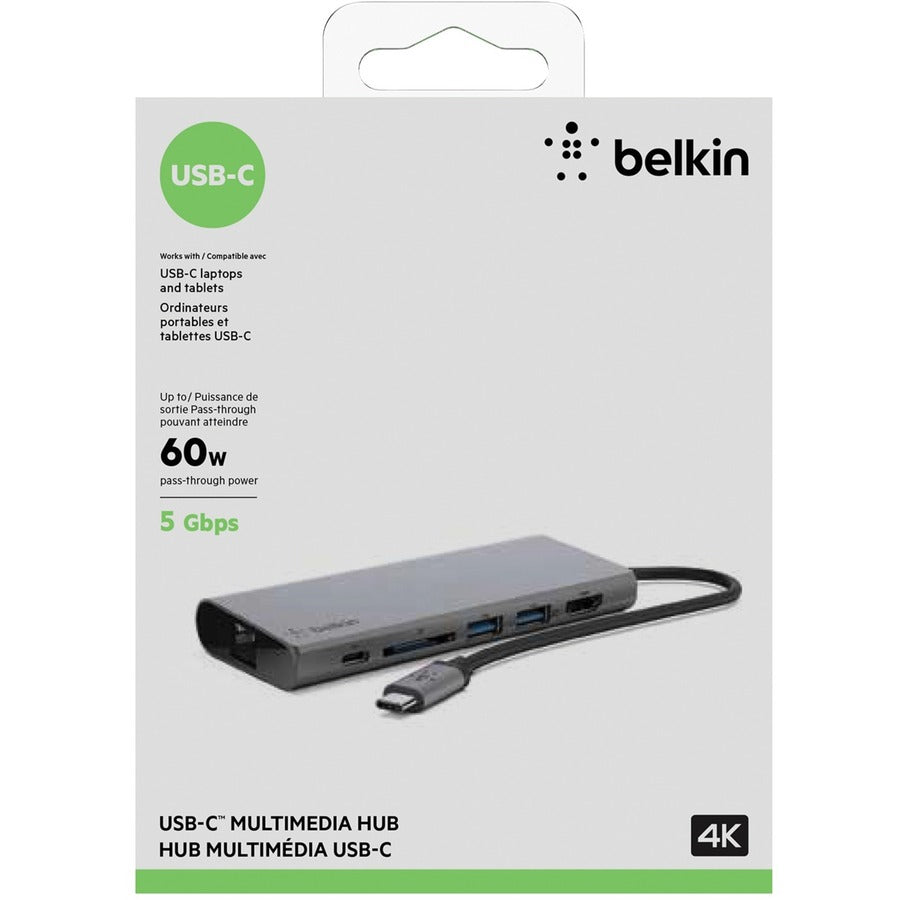 Belkin USB-C 6-in-1 Multiport Adapter, Laptop Docking Station, 4k HDMI, 60W PD F4U092BTSGY