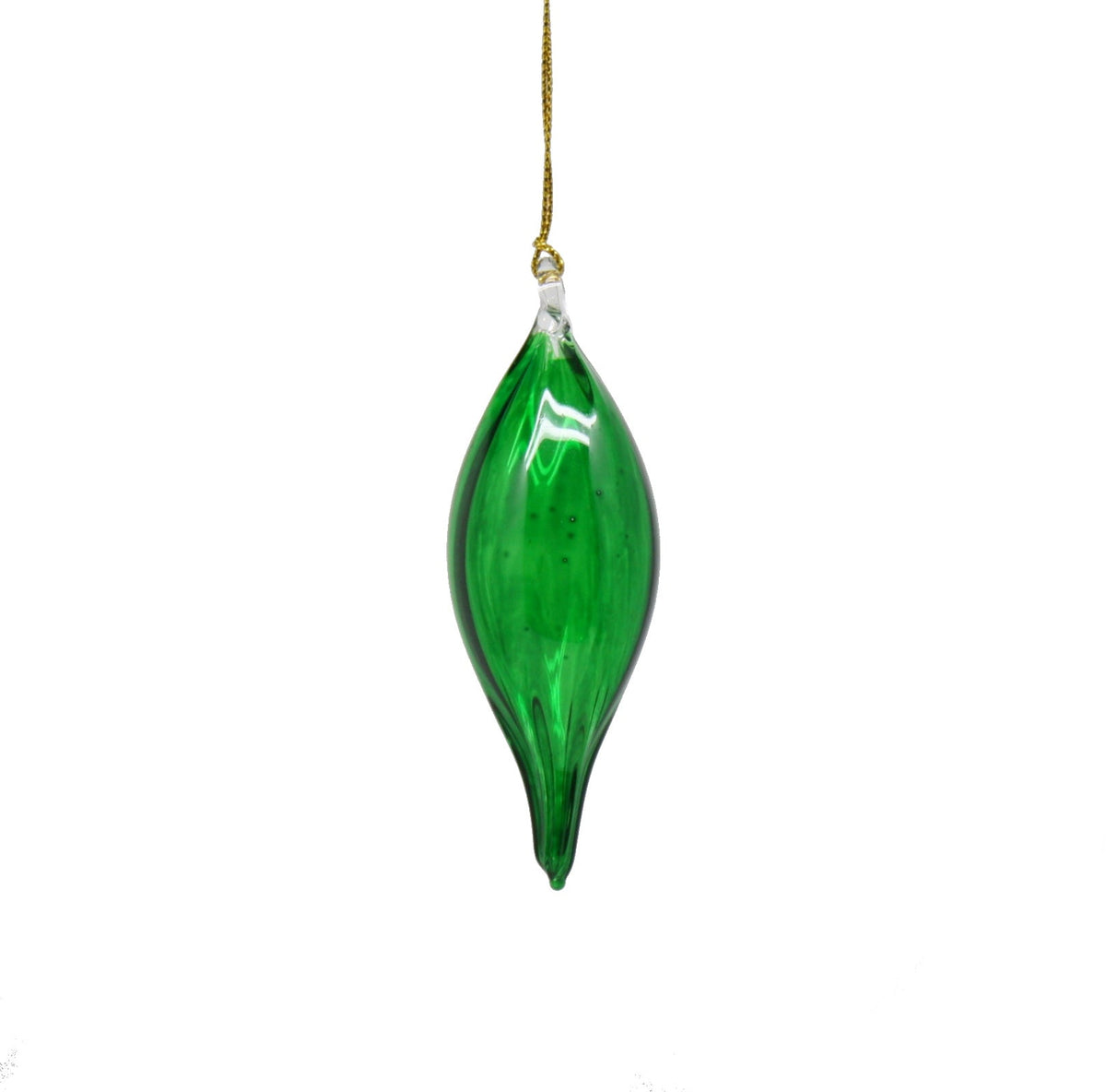 Blown Glass Teardrop Ornament - Green - High Bulge