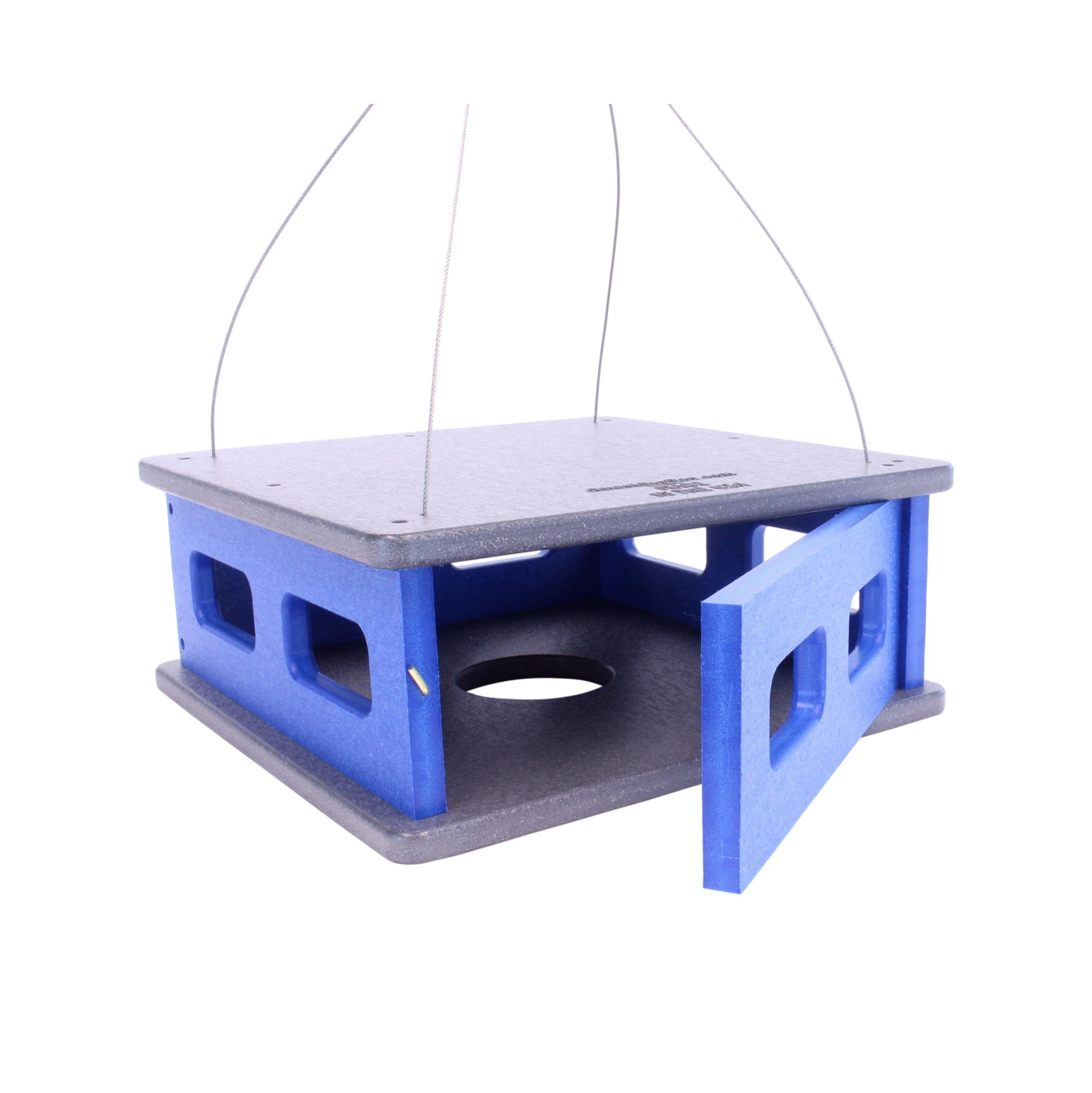 Bluebird Feeder - Hanging Block House Mealworm Feeder for Bluebirds - Amish-Made with Poly Lumber