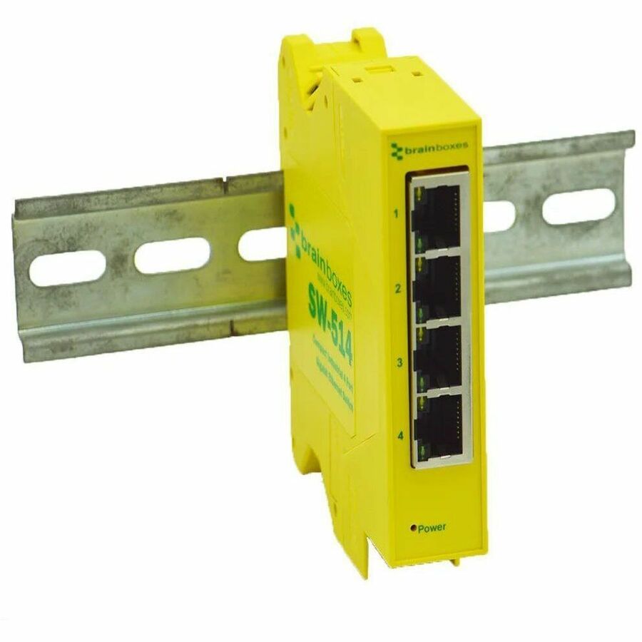Brainboxes Compact Industrial 4 Port Gigabit Ethernet Switch - 4 Ports - Gigabit Ethernet