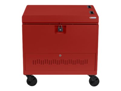 Bretford Cube Toploader TVTL30CAD - Cart (charge only) - for 30 tablets / notebooks - with caddies - lockable - steel - red - TVTL30CAD-RED