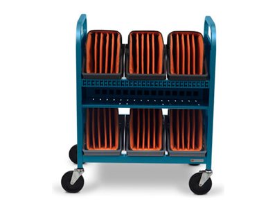 Bretford Cube Transport TVCT30CAD - Cart (charge only) - for 30 tablets / notebooks - with caddies - steel - pacific blue - screen TVCT30CAD-PA