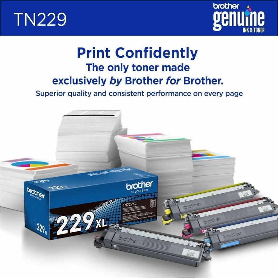 Brother Genuine TN229C Standard Yield Cyan Toner Cartridge - Laser - Cyan - Standard Yield