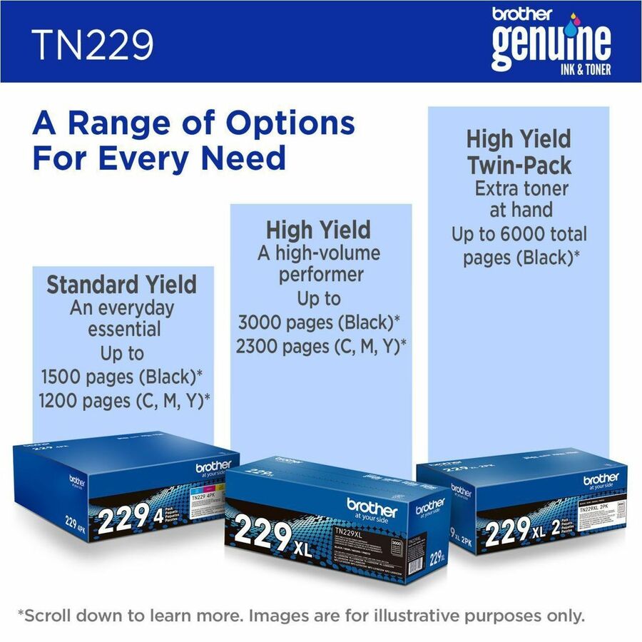 Brother Genuine TN229M Standard Yield Magenta Toner Cartridge - Laser - Magenta - Standard