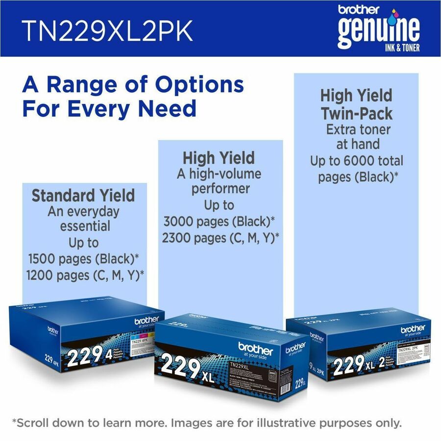 Brother Genuine TN229XL2PK High-yield Black Toner Cartridge Twin-Pack - Laser - Black - Hi