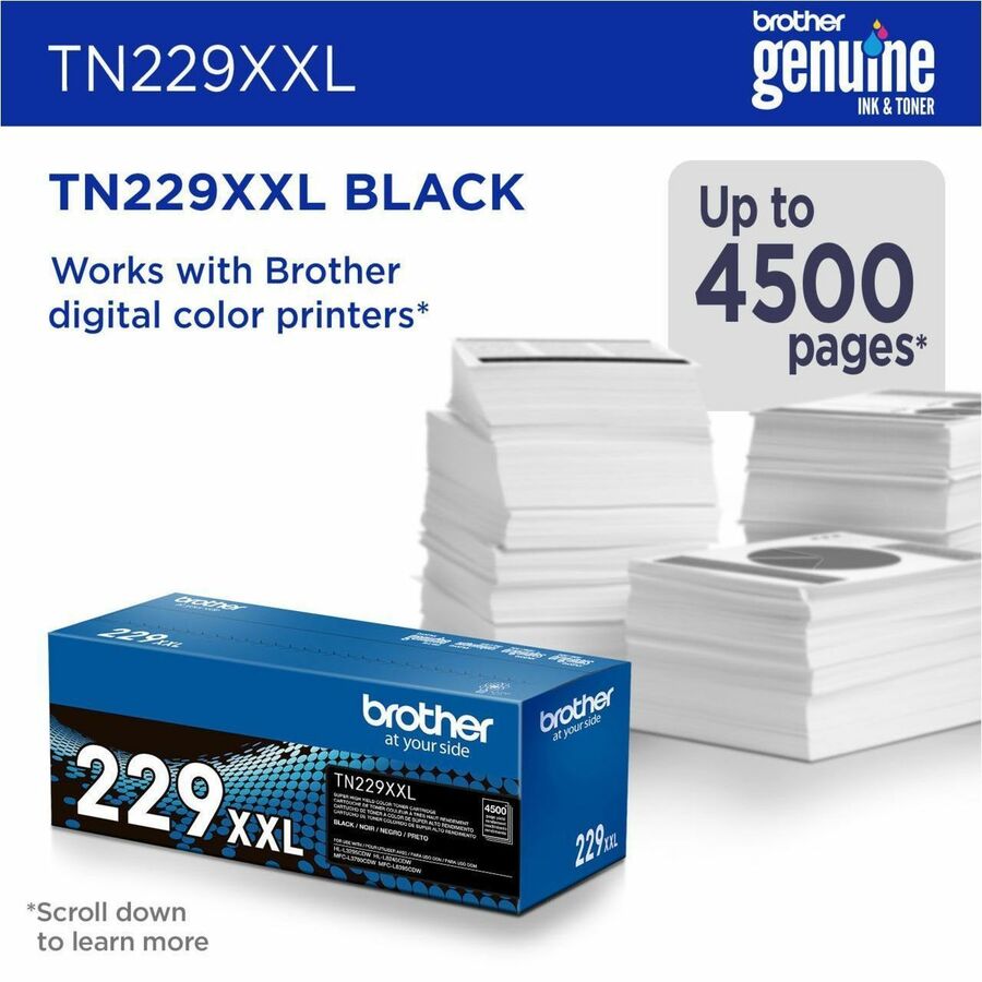 Brother Genuine TN229XXLBK Super High-yield Black Toner Cartridge - Laser - Black - Super