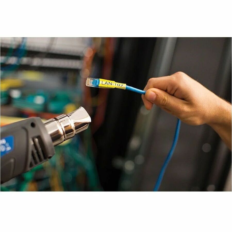 Brother HSe-611E Heat Shrink Tube Tape Cassette - Black on Yellow, 5.2mm wide - 13/64"