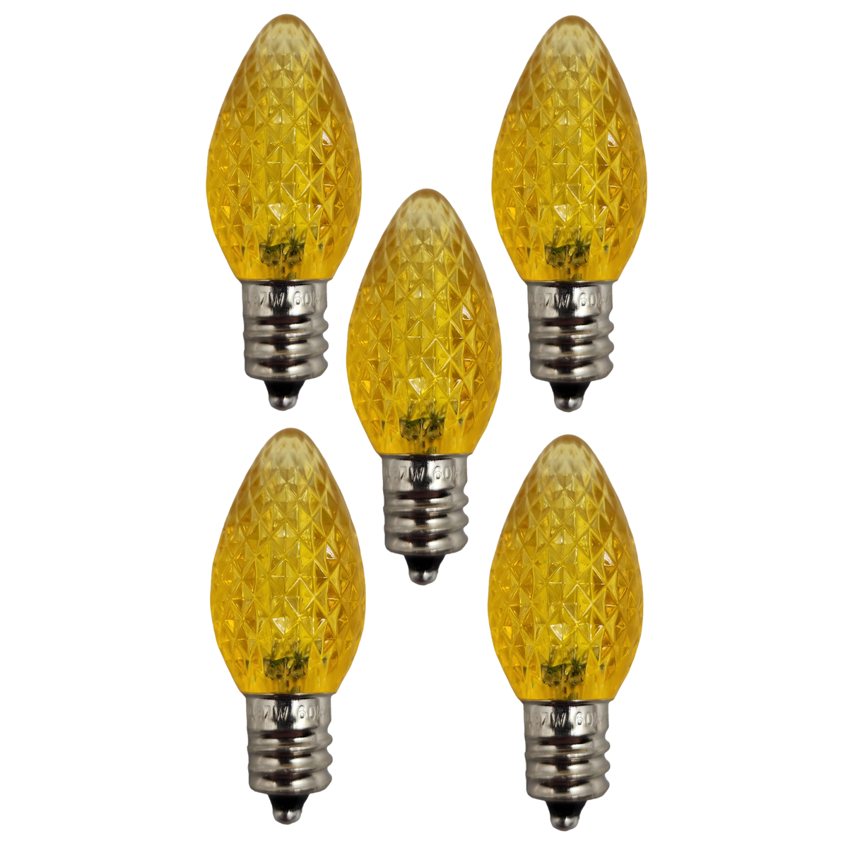 C7 Faceted Led Bulb - 5 Piece - Yellow