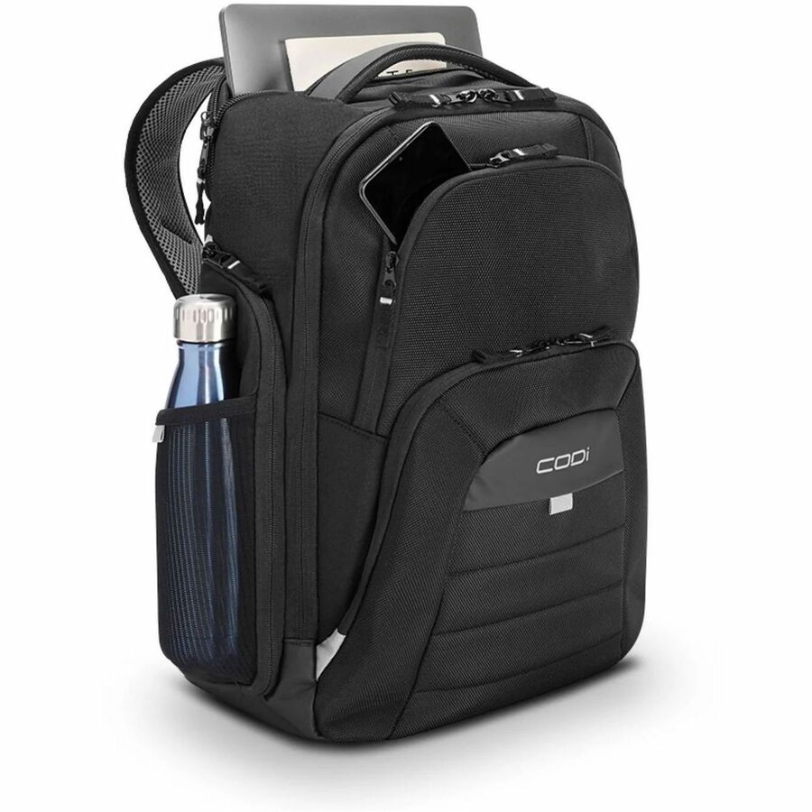 CODi Ferretti Pro Carrying Case (Backpack) for 17.3 Notebook Tablet Water Bottle - Black -