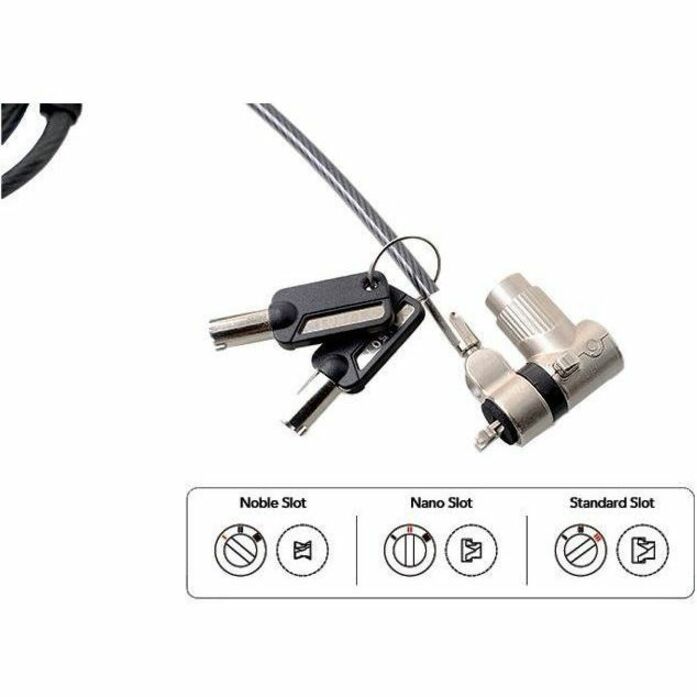 CODi Universal 3-in-1 Key Cable Lock - Patented T-bar/Master Keyed Lock - Steel Gray Black