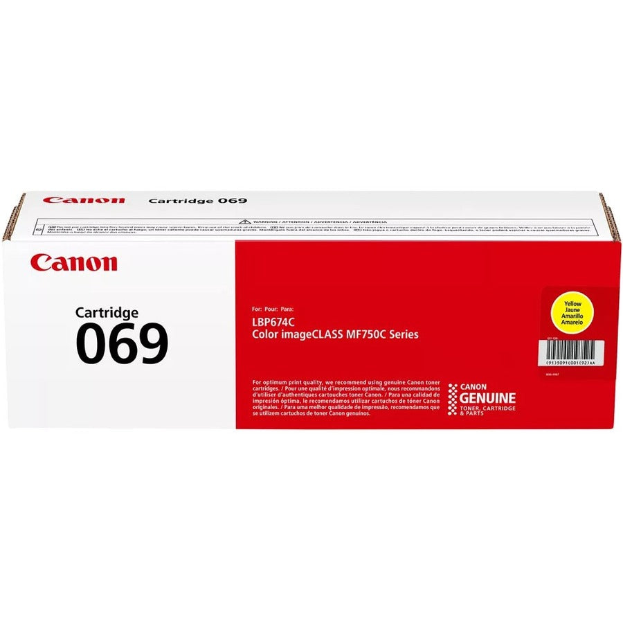 Canon 069 Original Standard Yield Laser Toner Cartridge - Yellow - 1 Pack - 1900 Pages