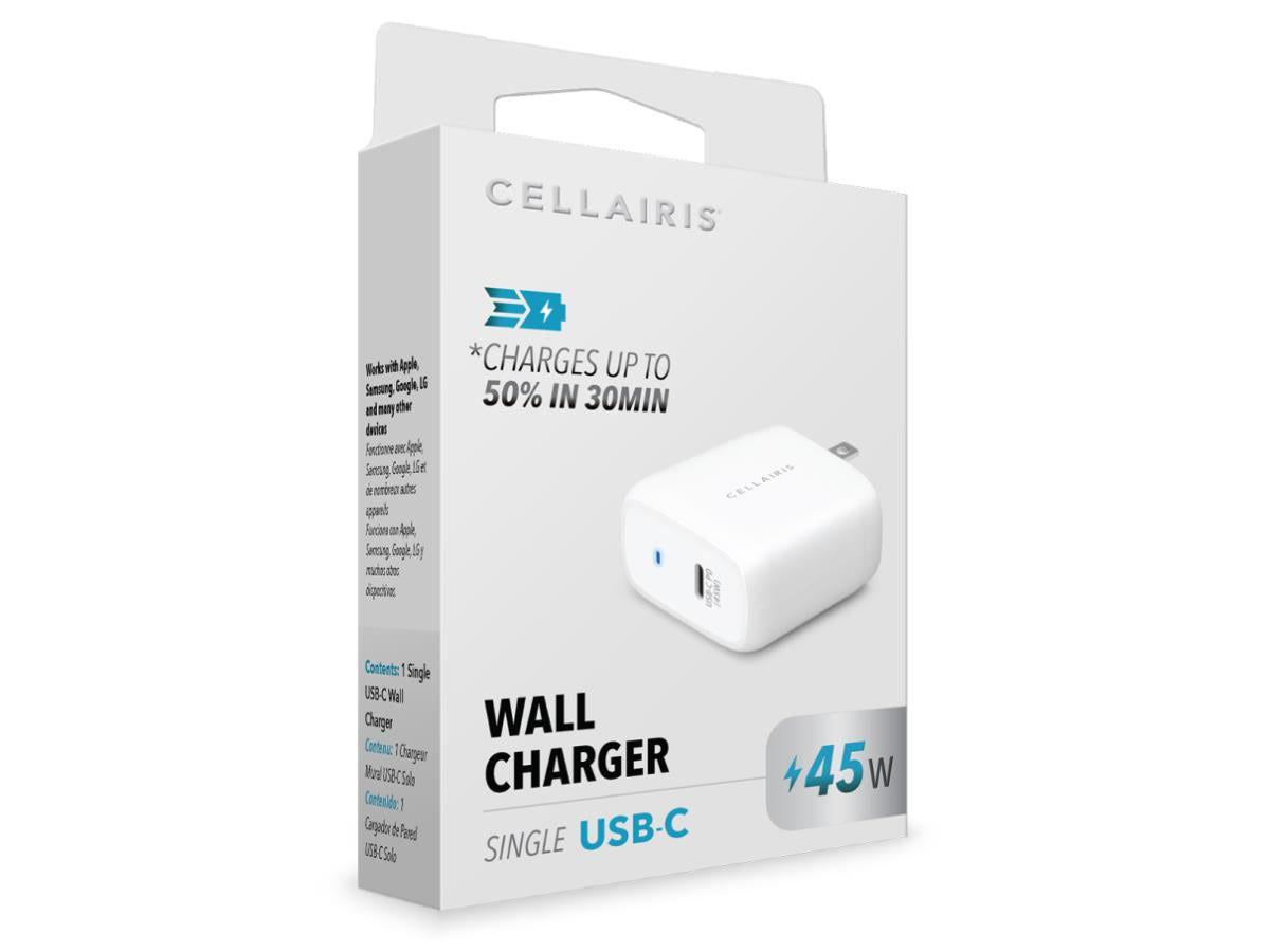 Cellairis 45W USB-C Wall Charger Fast Portable Power Adapter White